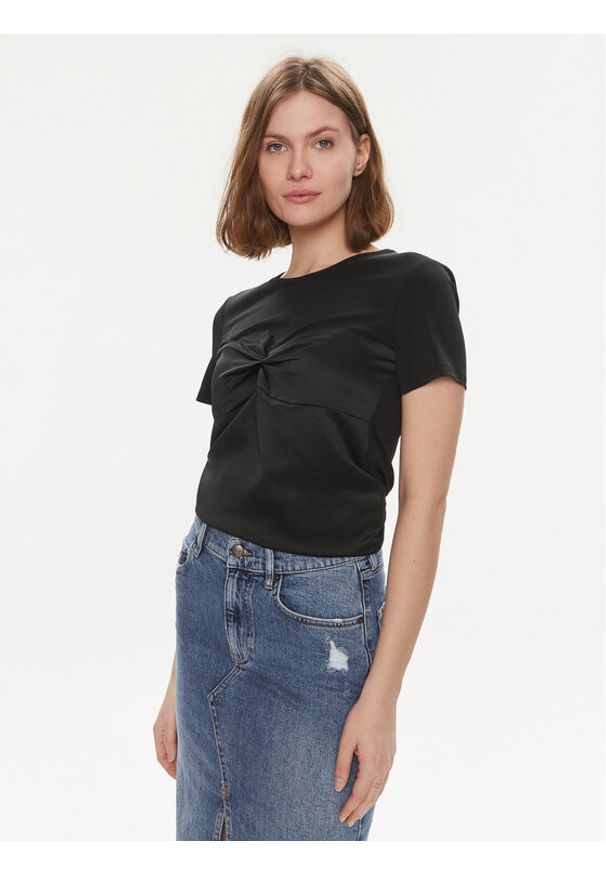 Sisley T-Shirt 3LRJL104Z Czarny Regular Fit. Kolor: czarny. Materiał: syntetyk