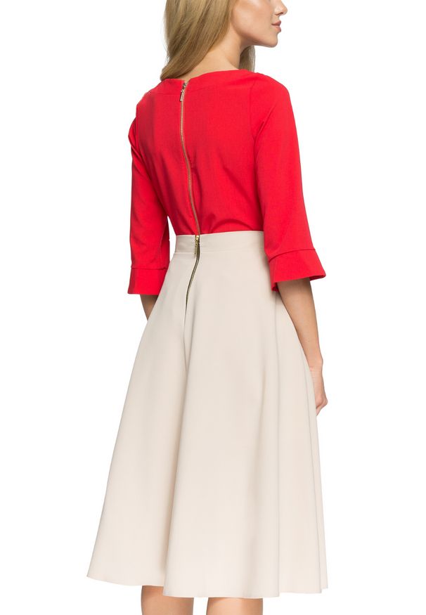 Style - Elegancka rozkloszowana spódnica midi. Okazja: na co dzień. Materiał: materiał. Wzór: gładki. Styl: elegancki