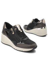 Czarne Sneakersy Marco Tozzi Eleganckie Obuwie Damskie Na Koturnie. Kolor: czarny. Obcas: na koturnie #7