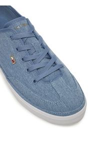 TOMMY HILFIGER - Tommy Hilfiger Sneakersy Washed Canvas Vulc Sneaker FW0FW08894 Niebieski. Kolor: niebieski. Materiał: materiał