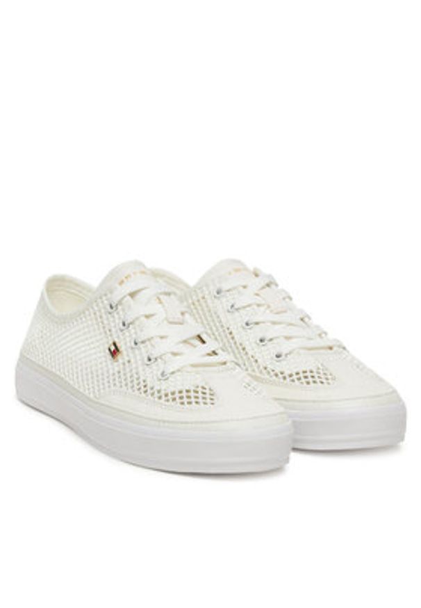 TOMMY HILFIGER - Tommy Hilfiger Sneakersy Th Open Mesh Vulc Sneaker FW0FW08684 Biały. Kolor: biały. Materiał: materiał
