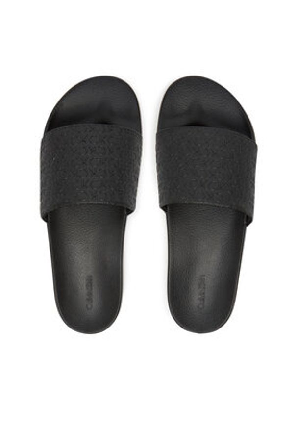 Calvin Klein Klapki Pool Slide Mono HM0HM01968 Czarny. Kolor: czarny. Materiał: skóra