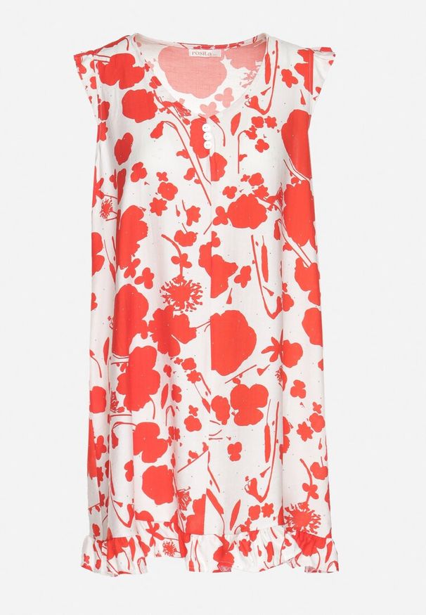 Born2be - Czerwona Pudełkowa Sukienka Bez Rękawów z Dodatkiem Lnu Zdobiona Cyrkoniami Vedellin. Okazja: na co dzień. Kolor: czerwony. Materiał: len. Długość rękawa: bez rękawów. Wzór: aplikacja. Styl: wizytowy, casual, elegancki