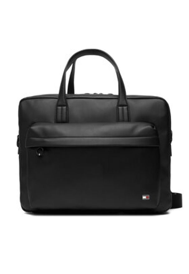 TOMMY HILFIGER - Tommy Hilfiger Torba na laptopa Th Flag Computer Bag AM0AM13989 Czarny. Kolor: czarny. Materiał: skóra