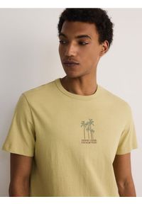 Reserved - T-shirt regular z haftem - zielony. Kolor: zielony. Materiał: bawełna, dzianina. Wzór: haft