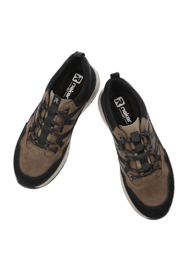 Brązowe Półbuty Rieker Modne Obuwie Męskie. Okazja: na spacer, na co dzień. Kolor: brązowy. Materiał: materiał. Styl: casual, sportowy