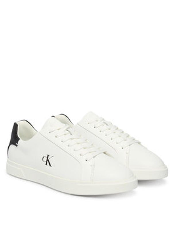 Calvin Klein Sneakersy Low Pro Cup Laceup Lth Moire HW0HW02845 Biały. Kolor: biały. Materiał: skóra
