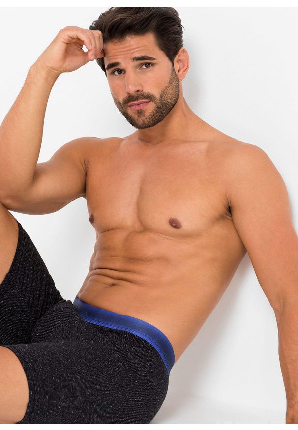 bonprix - Długie bokserki o dopasowanym kroju z bawełną (2 pary). Kolor: szary. Materiał: bawełna, materiał. Długość: długie