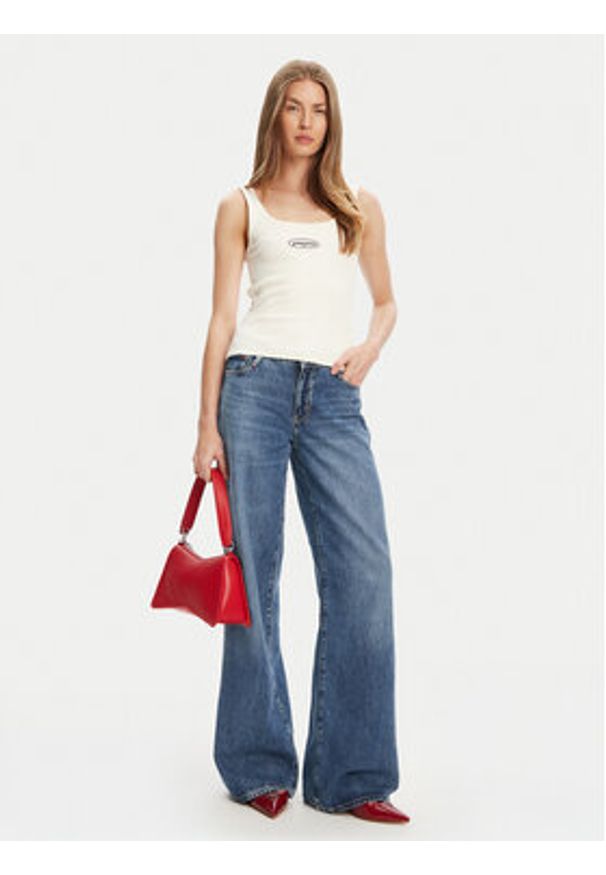 Guess Jeans Top W5YP35 KA0H1 Écru Regular Fit. Materiał: bawełna