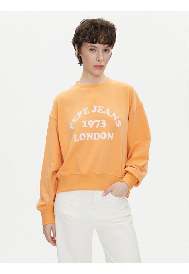 Pepe Jeans Bluza Venus PL581487 Pomarańczowy Loose Fit. Kolor: pomarańczowy. Materiał: bawełna