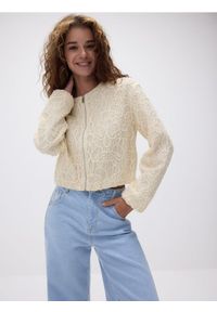 Reserved - Bomberka z ozdobnym haftem - złamana biel. Materiał: tkanina, bawełna. Wzór: haft #1