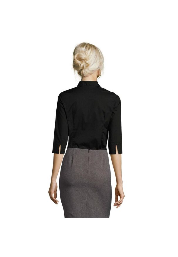 SOL'S - Bluzka Damska Z Elastycznym Rękawem 3/4. Okazja: na co dzień. Kolor: czarny. Styl: casual