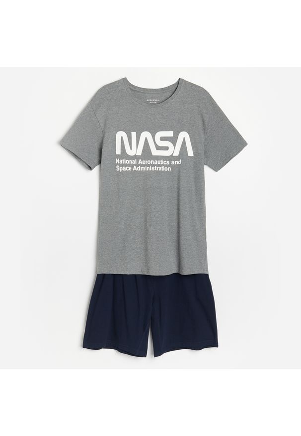 Reserved - Dwuczęściowa piżama NASA - Szary. Kolor: szary