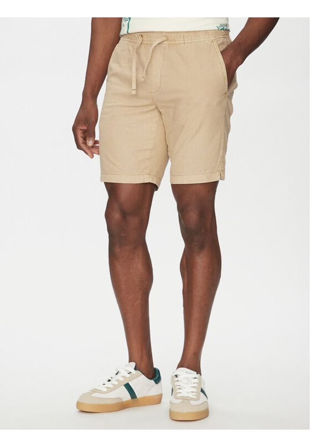INDICODE Szorty materiałowe Wamo 70-728 Beżowy Slim Fit. Kolor: beżowy. Materiał: bawełna, len