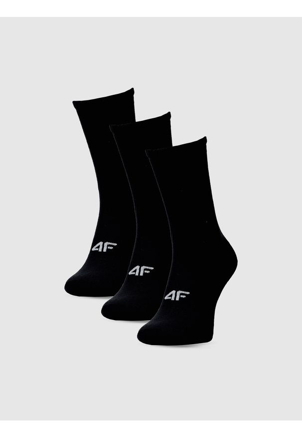4f - 4F Skarpety casual za kostkę (3-pack) damskie - czarne 35-38. Kolor: czarny. Materiał: materiał, włókno, poliamid, bawełna