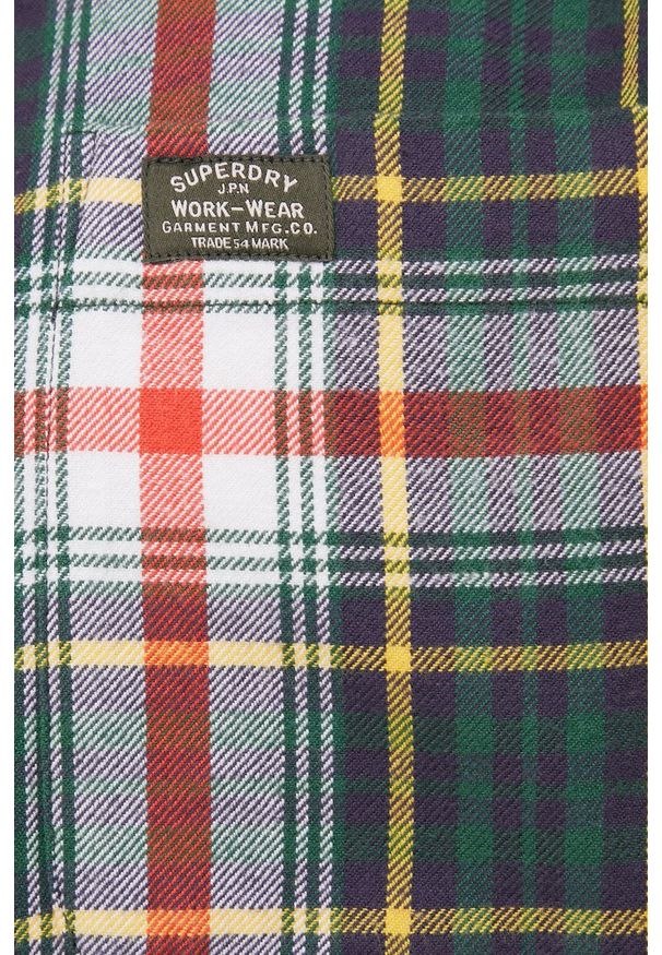 Superdry koszula bawełniana męska kolor zielony slim z kołnierzykiem button-down. Typ kołnierza: button down. Kolor: zielony. Materiał: bawełna