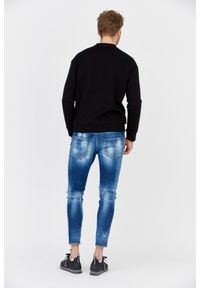 Emporio Armani - EMPORIO ARMANI Czarna bluza męska z aksamitnym logo, Rozmiar S. Kolor: czarny. Wzór: aplikacja