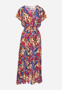 Born2be - Różowa Bawełniana Sukienka z Abstrakcyjnym Wzorem Emilisse. Okazja: na co dzień. Kolor: różowy. Materiał: bawełna. Styl: casual, klasyczny #7