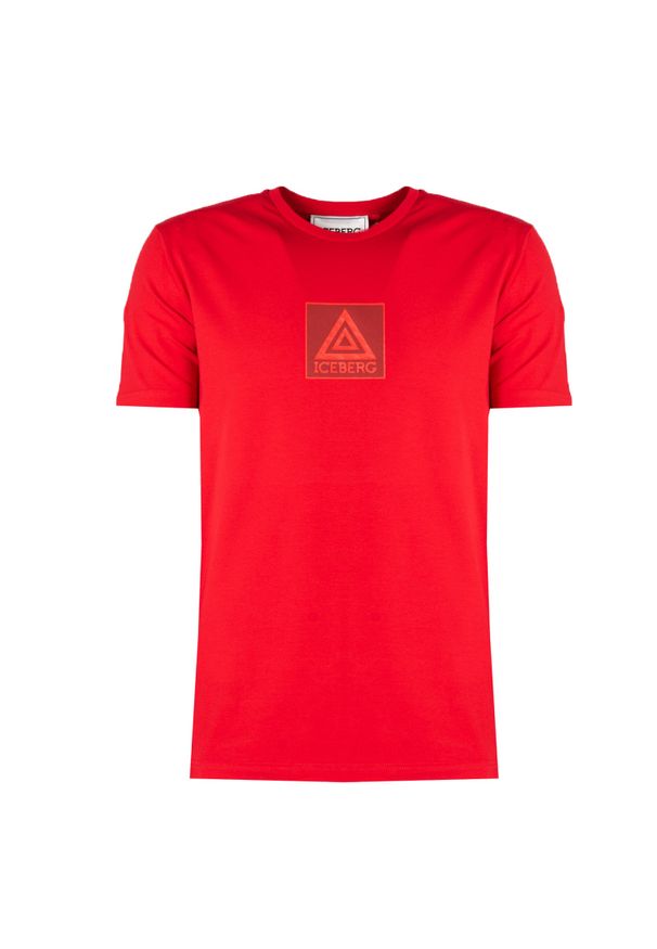 Iceberg T-Shirt "C-Neck" | F020639A | Mężczyzna | Czerwony. Okazja: na co dzień. Kolor: czerwony. Materiał: bawełna, elastan. Wzór: nadruk. Styl: elegancki, casual