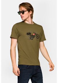 Lancerto - Koszulka Khaki Bawełniana Albie. Kolor: brązowy, zielony. Materiał: bawełna