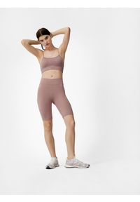 4f - 4F Legginsy kolarki treningowe z dodatkiem materiałów z recyklingu damskie XS. Stan: podwyższony. Kolor: brązowy. Materiał: materiał