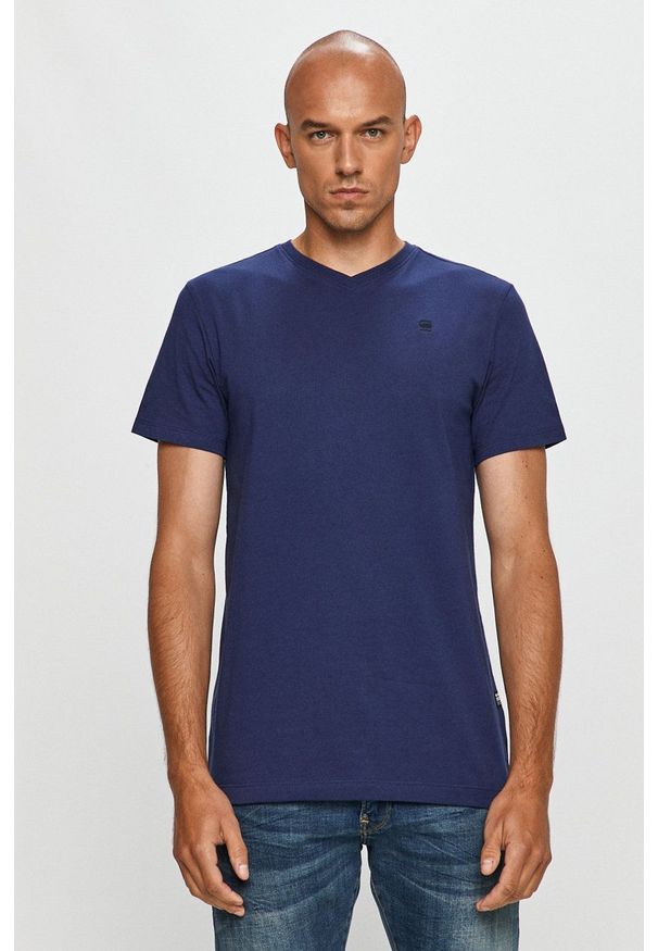 G-Star RAW - G-Star Raw - T-shirt. Okazja: na co dzień. Kolor: niebieski. Materiał: dzianina. Styl: casual