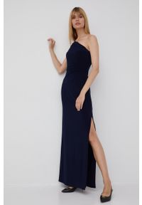 Lauren Ralph Lauren sukienka kolor granatowy maxi dopasowana. Kolor: niebieski. Materiał: dzianina. Typ sukienki: dopasowane. Długość: maxi