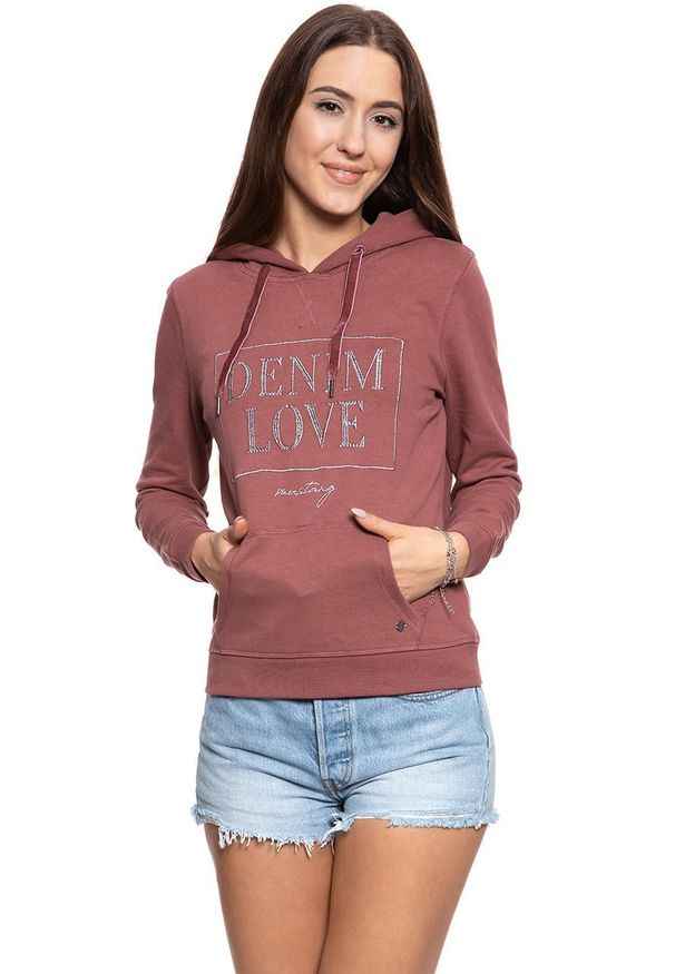 Mustang - BLUZA MUSTANG Bella H Structure WILD GINGER 1008434 7176. Typ kołnierza: kaptur
