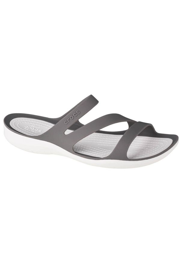 Klapki damskie Crocs Swiftwater Sandal W Smokewhite. Okazja: na randkę. Kolor: biały, wielokolorowy, szary. Materiał: materiał, syntetyk