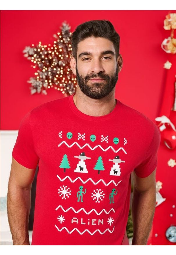 Sinsay - Koszulka - czerwony. Kolor: czerwony. Materiał: bawełna. Długość rękawa: krótki rękaw. Długość: krótkie. Styl: wizytowy