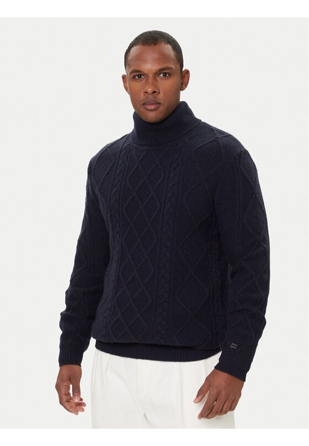 TOMMY HILFIGER - Tommy Hilfiger Golf MW0MW40914 Granatowy Regular Fit. Typ kołnierza: golf. Kolor: niebieski. Materiał: wełna