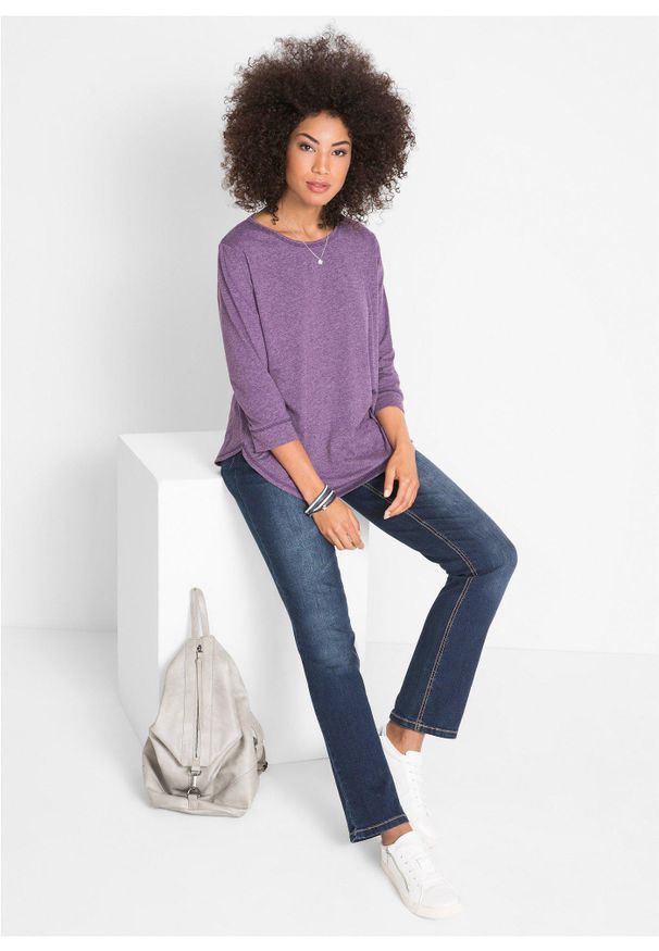 bonprix - Dżinsy straight, mid waist, ze stretchem. Okazja: na co dzień. Kolor: niebieski. Styl: casual