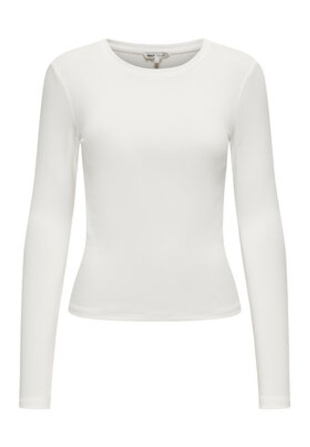 only - ONLY Bluzka Riley 15323159 Biały Slim Fit. Kolor: biały. Materiał: bawełna