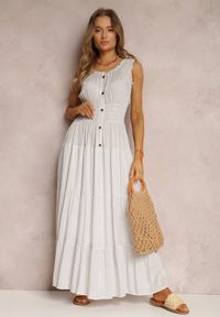 Renee - Biała Sukienka Kilroy. Kolor: biały. Długość rękawa: bez rękawów. Sezon: lato. Typ sukienki: rozkloszowane. Styl: boho. Długość: maxi