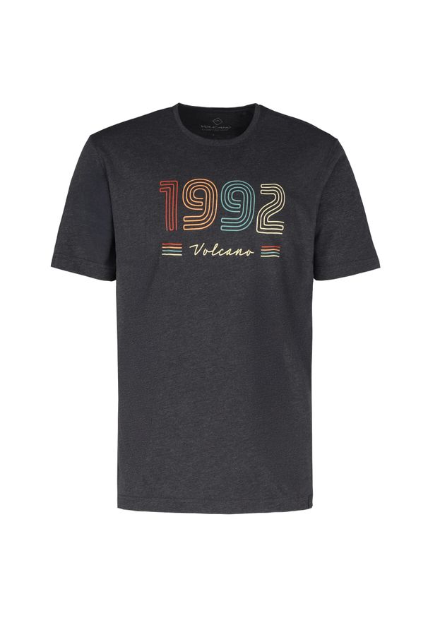 Volcano - Koszulka z printem, Comfort Fit, T-RETRO. Kolor: szary. Materiał: bawełna. Długość: krótkie. Wzór: nadruk. Styl: retro