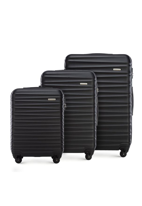 Wittchen - Zestaw walizek z ABS-u z żebrowaniem. Kolor: czarny. Materiał: guma