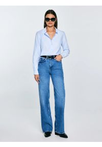 Big-Star - Koszula damska klasyczna błękitna Hansai 400. Okazja: na spotkanie biznesowe, do pracy. Typ kołnierza: kołnierzyk klasyczny. Kolor: niebieski. Długość rękawa: długi rękaw. Długość: długie. Styl: klasyczny #5