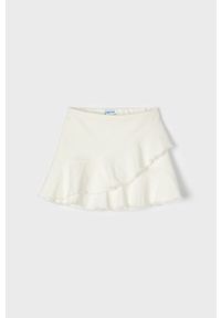 Mayoral spódnica dziecięca kolor beżowy mini rozkloszowana. Kolor: beżowy. Materiał: bawełna