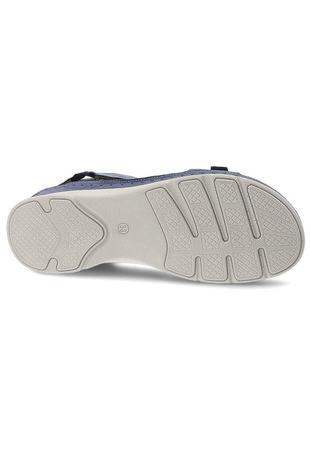 Granatowe Sandały Armodo Stylowe Sportowe Obuwie Damskie. Okazja: na spacer, na co dzień. Zapięcie: rzepy. Kolor: niebieski. Materiał: skóra. Wzór: paski. Sezon: lato. Styl: elegancki, sportowy