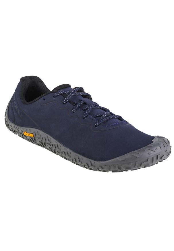 Buty do biegania męskie, Merrell Vapor Glove 6. Zapięcie: sznurówki. Kolor: niebieski. Materiał: guma, materiał, tkanina, syntetyk. Szerokość cholewki: normalna. Sport: turystyka piesza