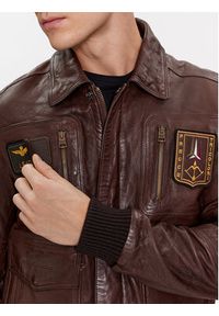 Aeronautica Militare Kurtka skórzana 232PN924PL147 Brązowy Regular Fit. Kolor: brązowy. Materiał: skóra #4