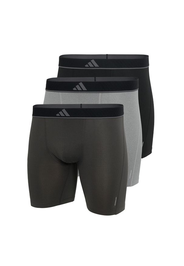 Adidas - Bokserki Active Micro Flex Eco 3 pak. Kolor: brązowy, wielokolorowy, szary. Materiał: elastan, poliester. Sport: fitness