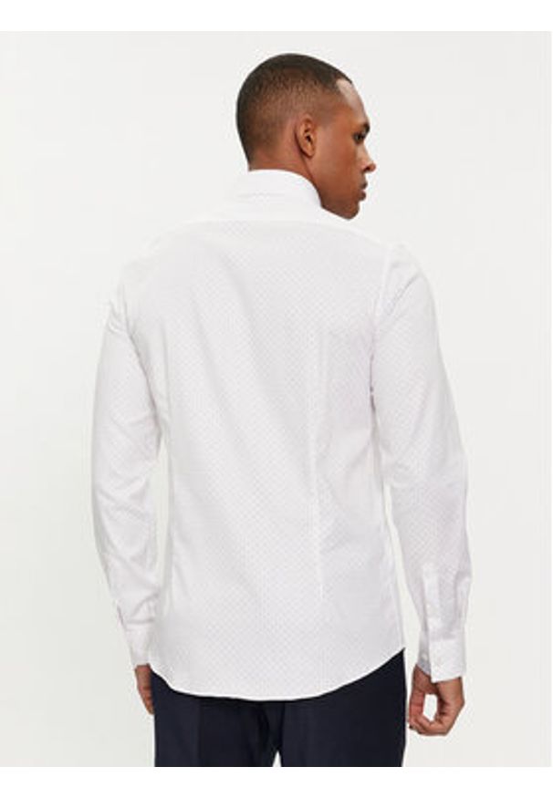 Calvin Klein Koszula Micro Dot K10K112884 Biały Slim Fit. Kolor: biały. Materiał: bawełna