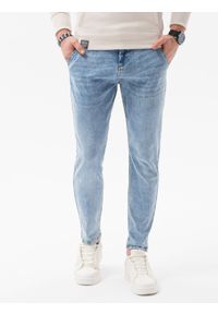 Ombre Clothing - Spodnie męskie jeansowe SLIM FIT P1077 - jasny jeans - XXL. Materiał: jeans. Styl: klasyczny #4