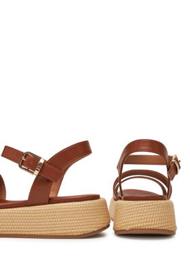TOMMY HILFIGER - Tommy Hilfiger Espadryle T3A2-33793-0326 S Brązowy. Kolor: brązowy. Materiał: skóra