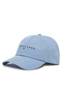Tommy Jeans Czapka z daszkiem Linear Logo 6 Panel AW0AW16868 Błękitny. Kolor: niebieski. Materiał: bawełna, materiał