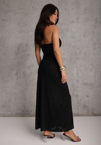 Renee - Czarny Letni Komplet z Dodatkiem Wiskozy Wiązany Top Typu Halter i Spónica Eimios. Kolor: czarny. Materiał: wiskoza #4