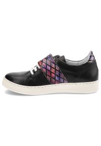 Czarne Sneakersy Simen Damskie Modne Półbuty. Zapięcie: pasek. Kolor: czarny. Materiał: skóra #6