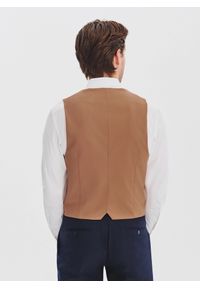 Pako Lorente - PAKO LORENTE - Ruda dwurzędowa kamizelka męska. Okazja: na co dzień. Kolor: brązowy. Materiał: poliester, wiskoza, elastan. Wzór: gładki. Styl: casual #3