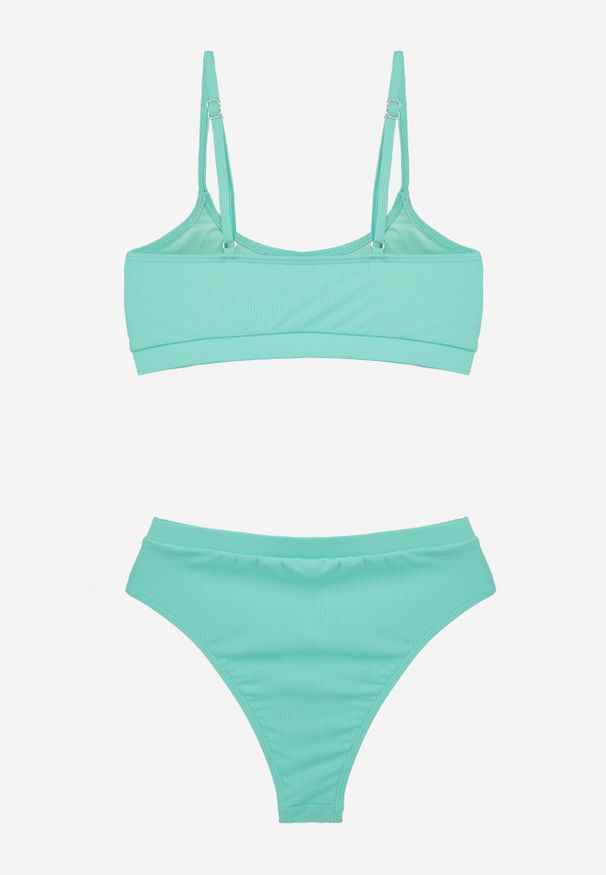 Born2be - Jasnozielone Prążkowane Bikini o Klasycznym Kroju z Regulacją Ramiączek Shariesh. Kolekcja: plus size. Kolor: zielony. Materiał: prążkowany. Długość: długie